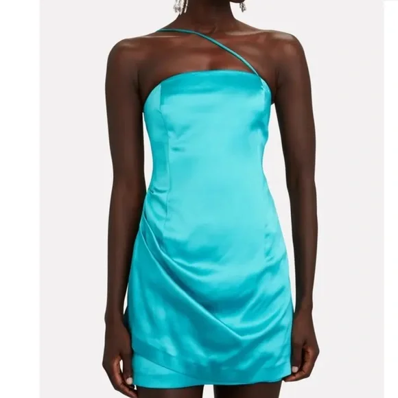 $440 Gauge81 Women's Blue Sleeveless Pasto Satin Mini Dress